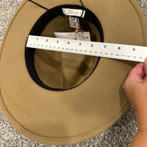 Natural Reflections Wool Felt Tan Wide Brim Hat w/ Patterned Aztec Band Safari - Picture 8 of 9